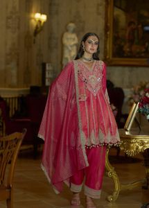 KTT heavy mirror & zari work Tissue Kurta Set
