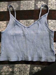 H&M blue basic cropped top