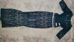 Elegant Teal Ethnic Top & Skirt Set