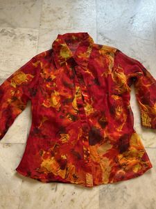 Vibrant  Red Stylish Chiffon Top For Ladies