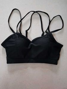 Black Sports Bra with Strappy Design