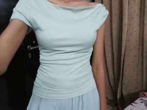 Soft Mint Boat Neck and one shoudler off Top