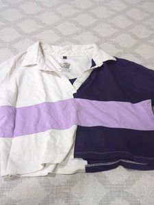 Colorblock Cropped Polo Shirt