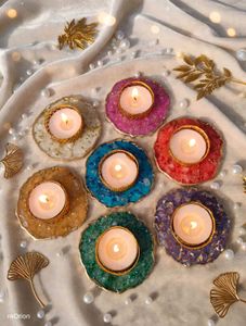Set of 7 Geode Coaster Tealight Holders