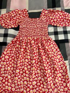 Red Floral Smocked Puff Sleeve Maxi Dress