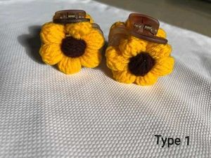 Cute Crochet Sunflower Hair Clips