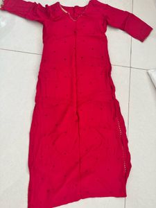 Vibrant Red Embroidered kurta