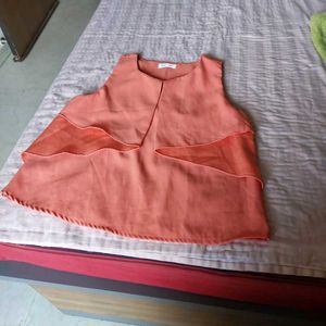 Flowy Coral Tiered Top