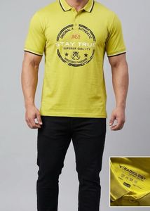 Men's Yellow "Stay True" Graphic Polo Shirt