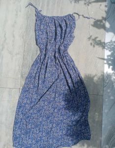 Blue Floral Print Maxi Dress