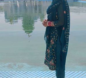 Beautiful Teal Floral Kurta Set