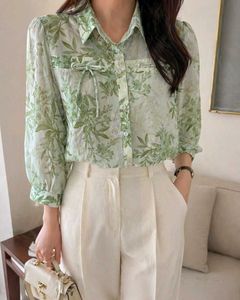 Sage garden sheer top