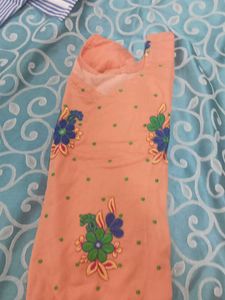 Peach Floral Kurta And Salwar