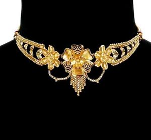 Elegant Gold Flower Necklace &amp; Earring Set