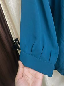 Teal Lace Trim Blouse