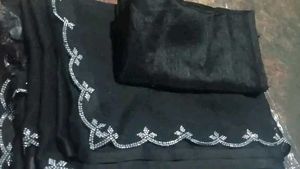 Elegant Black Embroidered Saree