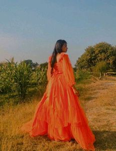orange ruffle gown