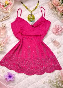 Embellished Hot Pink Camisole Top