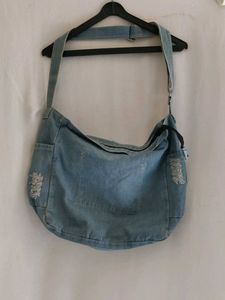 Denim Crossbody Bag with Patches