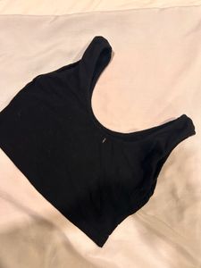 Black 'What?' Crop Top