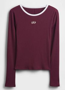 GAP Burgundy Ribbed Long Sleeve Top