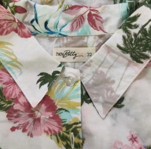 White Tropical Print Button-Up Shirt