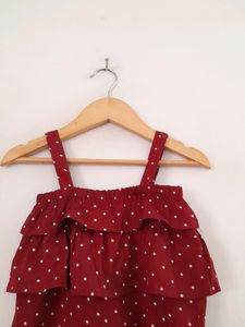 Maroon Printed Jumpsuit (Girl's)