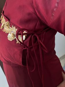 Maroon Embroidered Kurta without pant