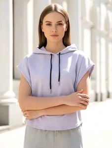 Stylish Lavender Sleeveless Hoodie