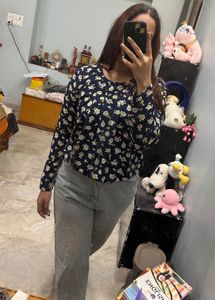 Cute Floral Print Long Sleeve Top