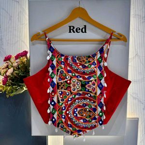 Embroidered Crop Top Blouse