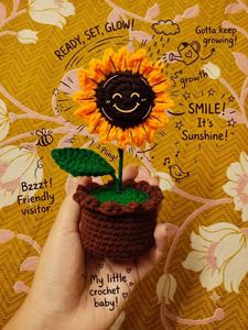 Handmade Crocheted Sunflower Pot 🌻