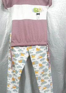 Cute Cloud Print Girls Pajama Set