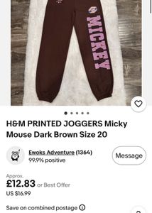Mickey Mouse Brown Sweatpants 9 to 10 year kid 👧