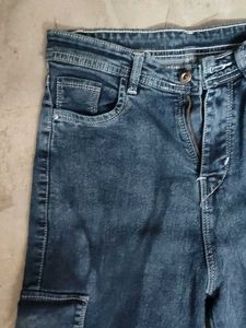 Women's Dark Wash Cargo Jeans