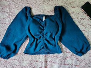 Deep sea blue ruched Top