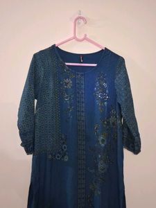 Blue Printed Kurta From trends