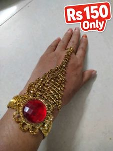 Red Stone Hand Bracelet with Ring