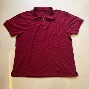 Men's Burgundy Zip Polo Shirt