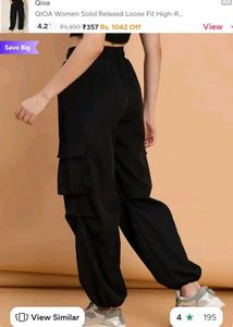 QIOA Black Cargo Pants