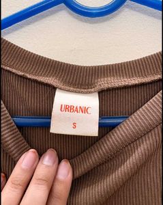 Brown Ribbed Crop Tank Top