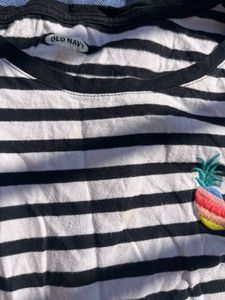 Striped Tee with Pineapple Detail