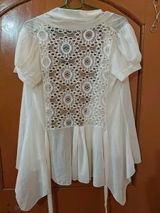 Chic White Lace &amp; Chiffon Overlay srug