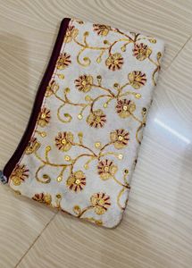 Embroidered Clutch with Tassels