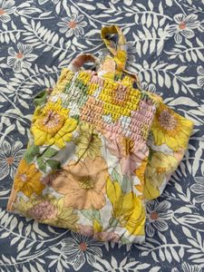 Retro Floral Smocked Top