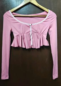 Cute Pink Ruffle Crop Top
