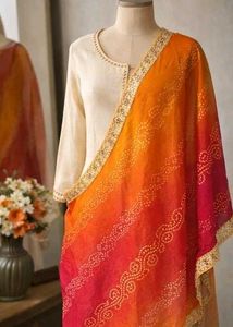 Vibrant Ombre Dupatta with Embellished Border