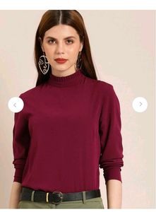 Maroon Her High Neck Semi Formal Top XL