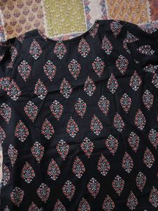 Women's Black Block Print Kurti