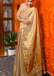 Elegant Golden Multissue Saree